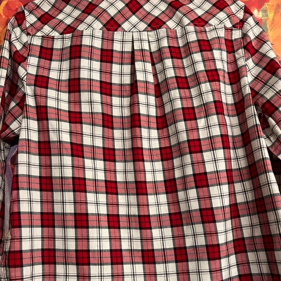 Talbots LARGE PETITE red/black/white plaid with a metallic thread.  EUC!!!!! - Picture 3 of 13